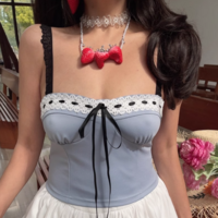 Retro style contrast color drawstring hot girl sexy tube top - Thumbnail 2