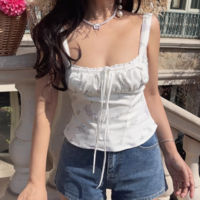 Vintage lace straps sweet little top camisole - Thumbnail 4