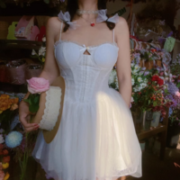 Fashion sexy hot girl small fresh lace embroidery dress - Thumbnail 4