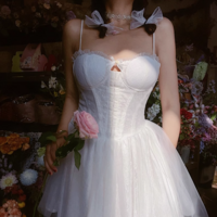 Fashion sexy hot girl small fresh lace embroidery dress - Thumbnail 7