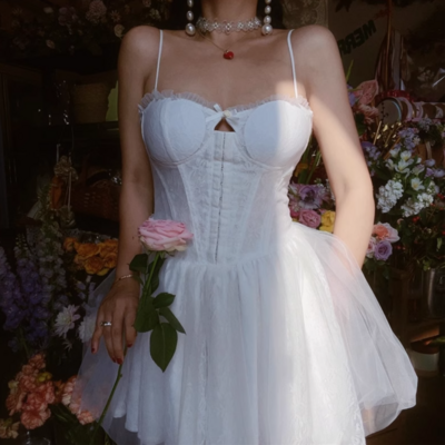 Fashion sexy hot girl small fresh lace embroidery dress