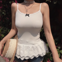 Casual lace hem bow decoration suspenders - Thumbnail 4