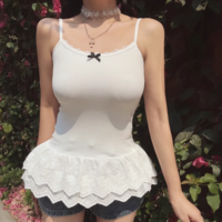 Casual lace hem bow decoration suspenders - Thumbnail 5