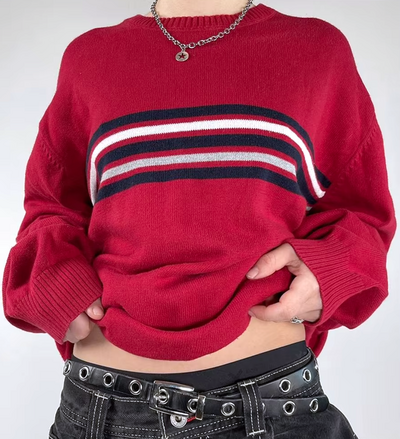 VINTAGE STRIPED RED SWEATER