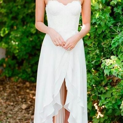 Hi-lo simple wedding dress bridal gown wedding gown