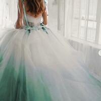 Green Tulle Wedding Dress Bridal Gown Wedding Gown - Thumbnail 1
