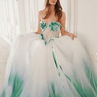 Green Tulle Wedding Dress Bridal Gown Wedding Gown - Thumbnail 2
