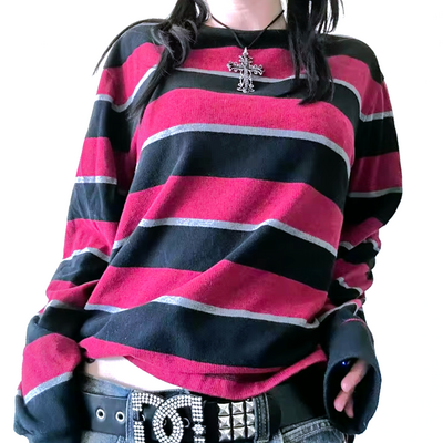 Red & black striped sweater