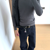 Free Shipping-CONTRAST STITCH DENIM JEANS - Thumbnail 1