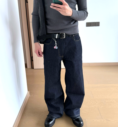 Free Shipping-CONTRAST STITCH DENIM JEANS