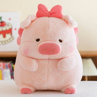 Pink Big Bowknot Piggy Plush Toy - Thumbnail 2