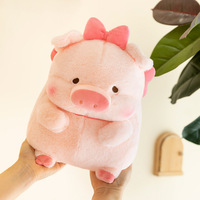 Pink Big Bowknot Piggy Plush Toy - Thumbnail 4