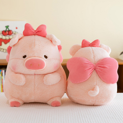 Pink big bowknot piggy plush toy