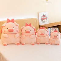 Pink Big Bowknot Piggy Plush Toy - Thumbnail 3