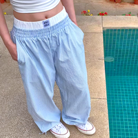 *Free Shipping*STRIPE POPLIN BOXER PANTS - Thumbnail 4