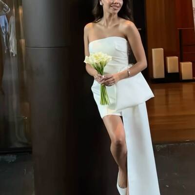 Simple sheath beach boho wedding dress bridal gown wedding gown
