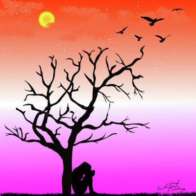 Alone in thoughts art print