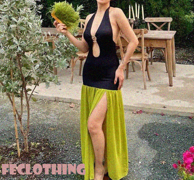 Metallic Decorated Chest Wrap Tie-Up Hollow Colorblock Slit Sexy Dress