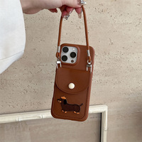 Cute Dachshund Card Holder iPhone Case With Rope *(iPhone 12 - iPhone 16 ) - Thumbnail 2