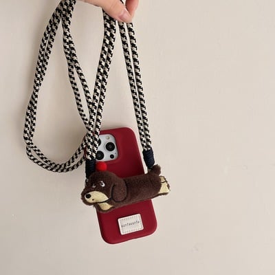 Cute dachshund iphone case with long strap *(iphone 12 - iphone 16 )