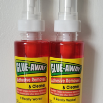 2 Glue-Away Adhesive Remover Spray Cleans Sticker Price Tag Gum Crayon 4 oz each