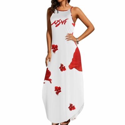 Red horizon sleeveless evening dress