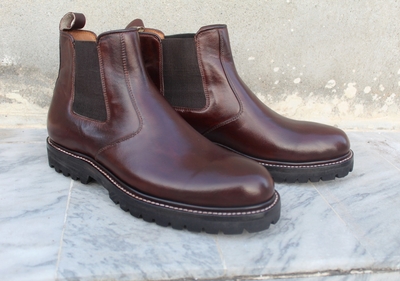 Handmade Men Dark Brown Leather Chelsea Dress Boot