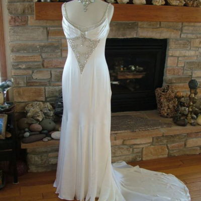 Vintage mermaid prom dress with beading