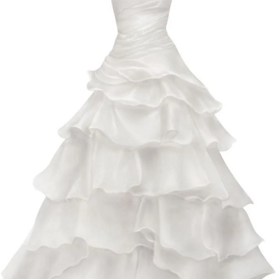 Strapless a line ruffle long prom dresses