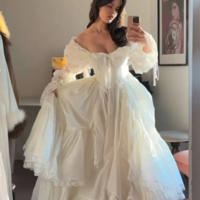 Off Shoulder A Line Long Sleeves Vintage Wedding Dresses  - Thumbnail 1