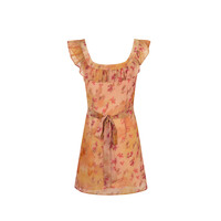 Holiday style ruffled sexy V-neck printed tie waist dress - Thumbnail 2