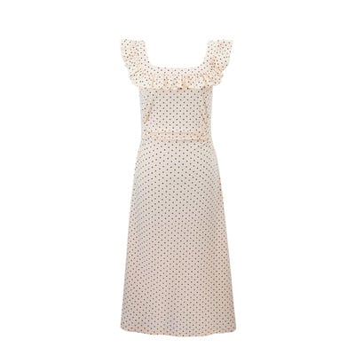Holiday style summer casual small flying sleeve polka dot print dress