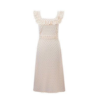 Holiday style summer casual small flying sleeve polka dot print dress