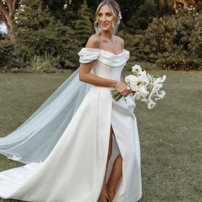 Simple sheath off the shoulder beach boho wedding dress bridal gown wedding gown