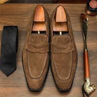 Men's Loafers Suede Leather Shoes - Thumbnail 2