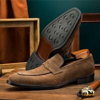 Men's Loafers Suede Leather Shoes - Thumbnail 3