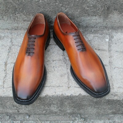 Crafted leather handmade men brown leather dress shoes - Thumbnail 4