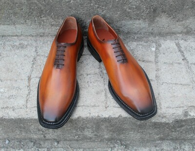 Crafted Leather Handmade Men Brown Leather Dress Shoes