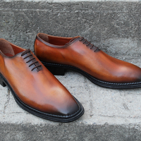 Crafted Leather Handmade Men Brown Leather Dress Shoes - Thumbnail 2