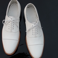 Crafted Leather Handmade Classic White Oxford Dress Shoes - Thumbnail 1