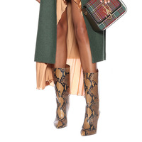 Pointed snake print PU sexy stiletto boots - Thumbnail 2
