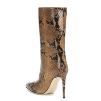 Pointed snake print PU sexy stiletto boots - Thumbnail 3