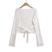 Lace Lace Long Sleeve Cardigan Women's Casual T-shirt - Thumbnail 3