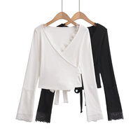 Lace Lace Long Sleeve Cardigan Women's Casual T-shirt - Thumbnail 5