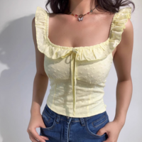 Retro and fresh embroidered ruffled straps casual suspenders - Thumbnail 3