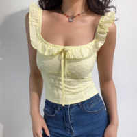 Retro and fresh embroidered ruffled straps casual suspenders - Thumbnail 2