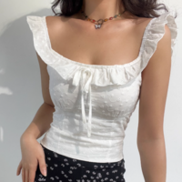 Retro and fresh embroidered ruffled straps casual suspenders - Thumbnail 1