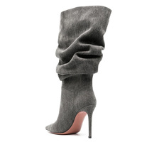 Denim pleated fashionable simple ladies boots - Thumbnail 4