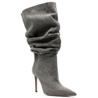 Denim pleated fashionable simple ladies boots - Thumbnail 5