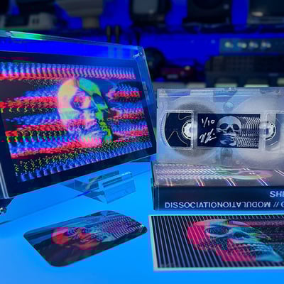 Skull.zero vhs ultra edition: xl 10" video print + blue glow-in-the-dark tape + digital file